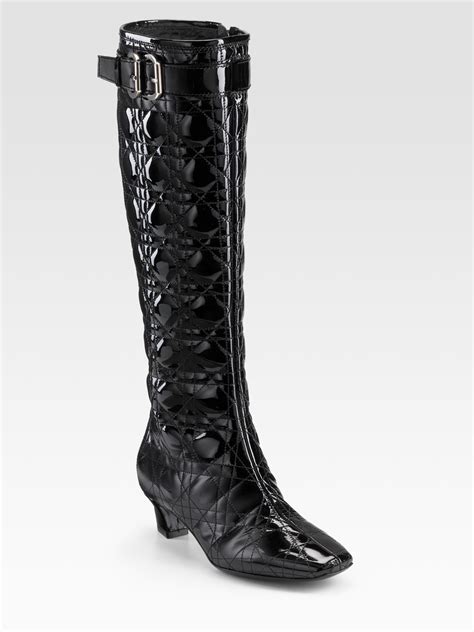 dior black patent boots|Dior leather ankle boots.